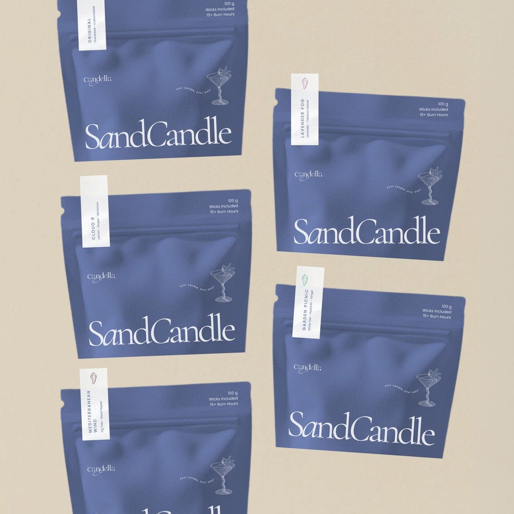 
                      
                        x5 of candella's sand candle collection in discovery size
                      
                    